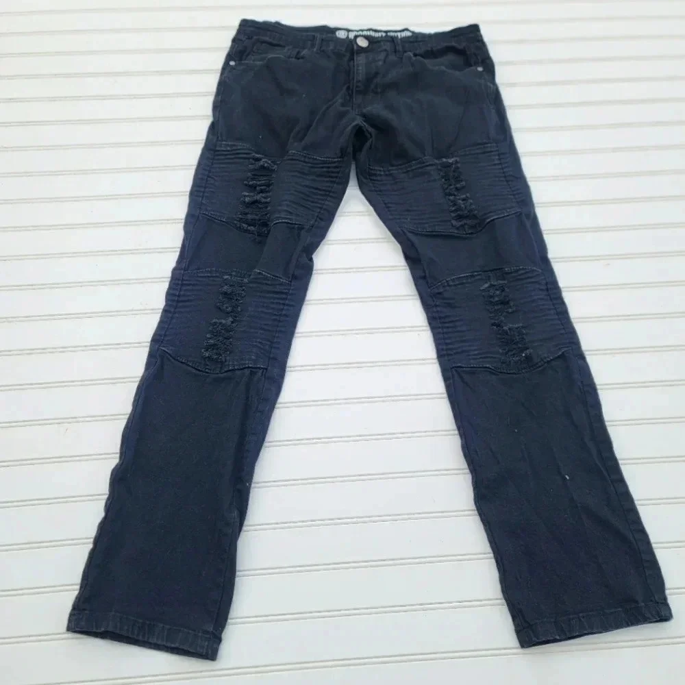 Argonaut Nations Men’s Ripped Urban Stretch Skinny Jeans-Black Distressed 34/ 32